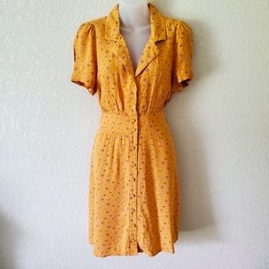 American Eagle Yellow Floral Button Front Dress